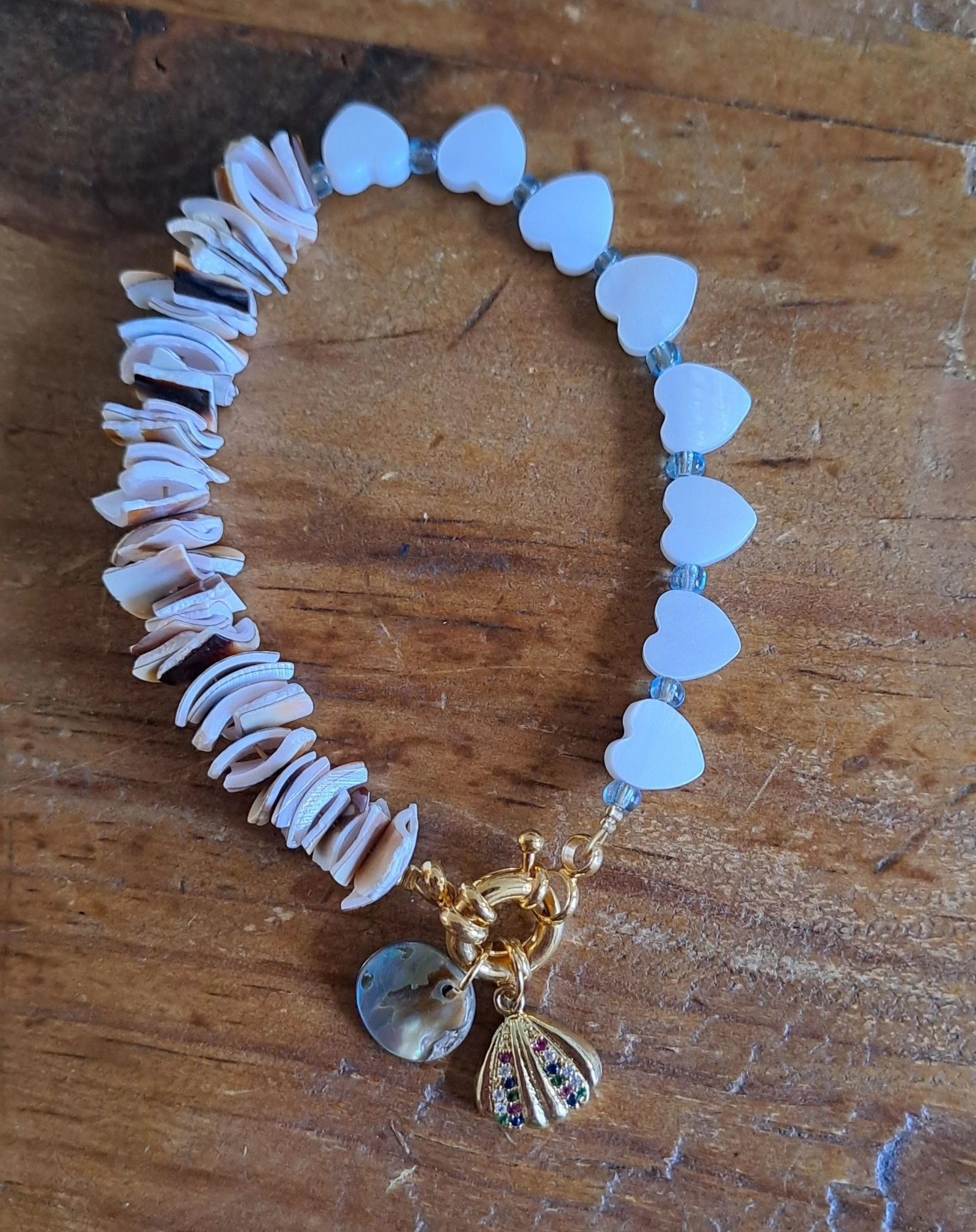 Bracelet coquillages avec fermoir en acier inoxydable – photo 2
